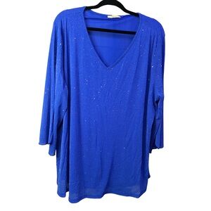 Effortless V-Neck Sparkle Tunic Top - Royal Blue